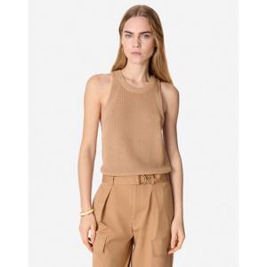 바네사브루노 25SS 시즌오프 베이지 짜임 면 민소매 니트 VISW5E206I2