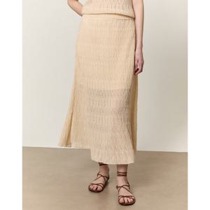 아떼 바네사브루노 여성 25SS 시즌오프 크림 입체패턴 리넨혼방 밴딩 스커트 VLSK5B291CR