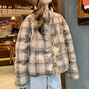 [올리비에스클로젯] 오버핏 체크 빈티지 집업 패딩점퍼_O2511PD004D