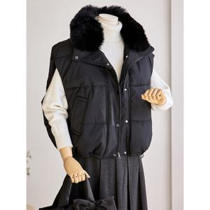 [커스텀에이블]퍼카라 박시 패딩조끼_T2511PV009D