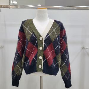[밸리걸]배색 아가일 숏 가디건613420