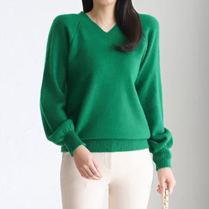 [모리스커밍홈] 볼륨 퍼프소매 나그랑 브이넥 니트_M2410KN150D