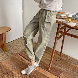 [옷자락]여자 봄 가을 건빵 카고바지 포켓 밴딩 조거 팬츠