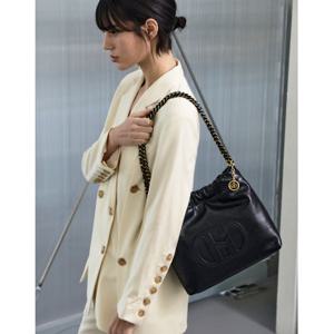 [백화점][헤지스] HIBA5F551BK_여성 H패치 블랙 레더 퀼팅 체인 호보 숄더백 M