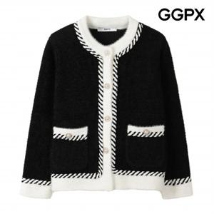 [GGPX] 밧줄 테이핑 진주 버튼 퍼 가디건 (GPAKG014F)