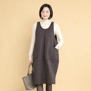 애비뉴투지 엄마옷 멜빵 솜 패딩 겨울 항아리 롱 원피스 O01274
