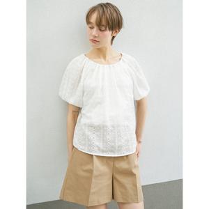 [올리브데올리브]퍼프반팔 레이스 자수 블라우스 (OW4MB507)
