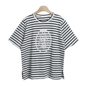 샵앤) 왕관레이스 여성 면100 단가라 반팔티 BY.G-WSH-3528-블랙