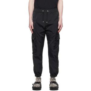 25 FW 발망 남성 블랙 드로우스트링 카고 팬츠 231251M188005