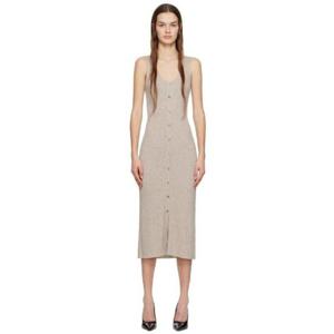 25 FW 보스 여성 베이지 골지 니트 미디 드레스 231085F054006