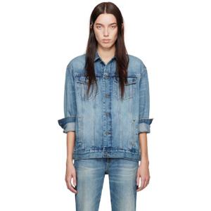 25 FW 캘빈클라인 여성 블루 헤일로 셀비지 트러커 데님 재킷 242325F060000
