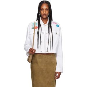 25 FW 마르니 여성 화이트 플라워 패치 데님 재킷 241379F060002