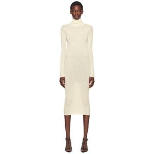 25 FW 질샌더 여성 오프 화이트 골지 미디 드레스 242249F054006