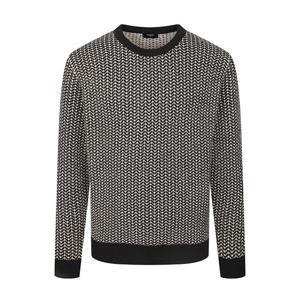 [레노마(셔츠)]패턴 라운드넥 풀오버 니트셔츠 ROFSW1-081-BK