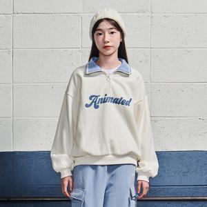 [에꼴리에] 여자 겨울이월 반집업배색카라맨투맨티(24D1459)