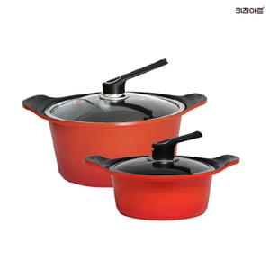 키친아트 S100G 주물냄비 세라믹코팅 냄비세트 2종H 양20+곰28