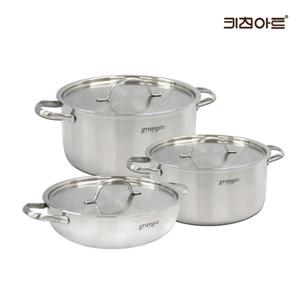 키친아트 그랑제 인덕션용냄비 통3중 304스텐 냄비세트 3종G 양20+24+전24