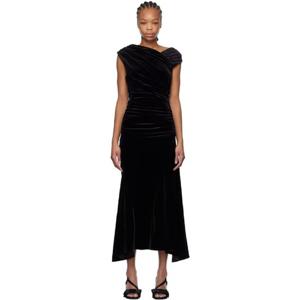 25 FW 가니 여성 블랙 벨벳 맥시 드레스 251144F055009