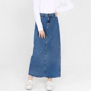여성 청치마 뒷트임 롱 데님 스커트 데일리 패션 웨어