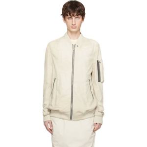 25 FW 릭오웬스 남성 오프 화이트 할리우드 클래식 플라이트 가죽 재킷 251232M181014