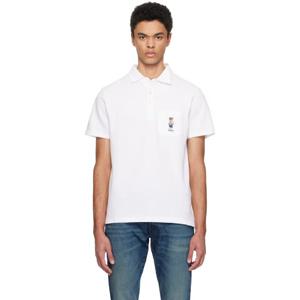 25 FW 폴로 랄프로렌 남성 화이트 폴로 베어 클래식 핏 메시 폴로 셔츠 251213M212030