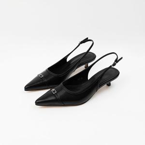 [신난다슈] 여성 슬링백힐 4cm 스틸레토 슬링백 구두 펌프스힐 미들힐 밴딩 NF255234 블랙