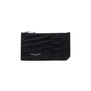 생로랑 크로커다일 프라그망 지퍼 파우치 블랙 458589-DZE0E-1000