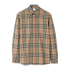 버버리 플래드 패턴 자수 포플린 셔츠 8070577 A7028