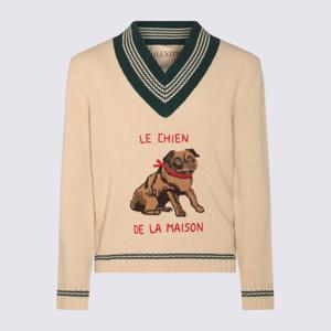 발렌티노 베이지 독 그래픽 자수 스웨터 7V3KC35 EB2M581