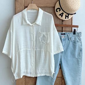 샵앤) 여성 카라 시원한소재 레이어드 반팔 블라우스 셔츠 BONG-WBL-4508-아이보리