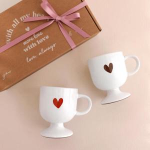 아트박스/라운드앤플랫 화이트 하트 머그 2P세트