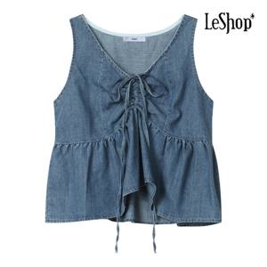 [르샵]데님 나시 셔링 블라우스 (BP6BL038A)