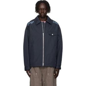 25 FW 겐조 남성 네이비 겐조 파리 체인스티치 코치 재킷 252387M180004