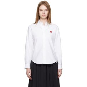 25 FW 겐조 여성 화이트 겐조 파리 보크 플라워 자수 셔츠 252387F109001