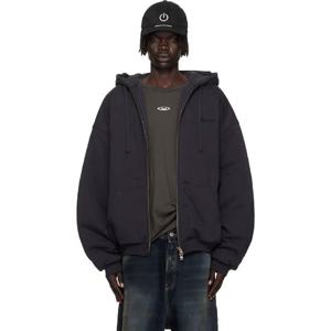 25 FW 베트멍 남성 블랙 퍼프 오버사이즈 집업 후드티 252669M180006