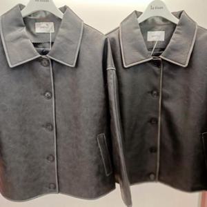 Destijl HC06 크롭 라이더 레더 워싱라인배색 깔끔한 카라 가죽 점퍼형 쟈켓 D2553jk01