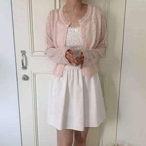 [다잇템][다잇템] 여성 U넥 비침 펀칭 롱슬리브 비스코스 가디건