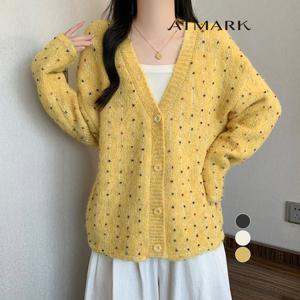 ATMARK 폼프렌치도트브이넥가디건_AA56CD036G