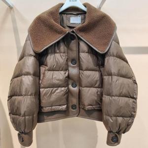 라티움 HC34 뽀글이넓은카라 덕 패딩 옆트임 밑단스트링 숏 짧은루즈핏 오리털패딩 T2543jp04