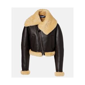 쟈크뮈스 Aviatore 크롭 시어링 트리밍 레더 재킷 P01076016