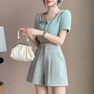 G126907_치마반바지 주름정장바지 반바지슬렉스숏팬츠