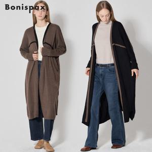 [보니스팍스(Bonispax)]  울 배색 모던 롱 니트 가디건 (택가격 179000원)