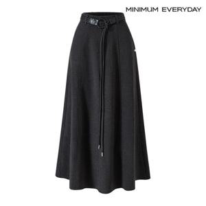 [미니멈][미니멈 에브리데이]벨티드 기모 와이드 플레어 롱 스커트 (EB4WH011D)