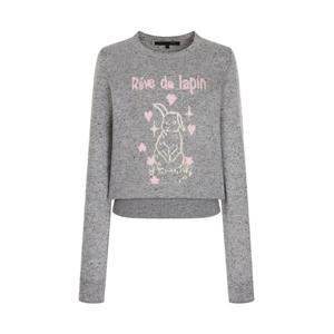 [올리브데올리브]토끼 모티브 보카 라운드 니트 풀오버 OK5WPA26