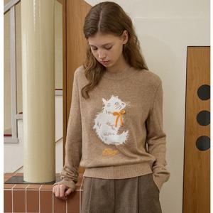 [올리브데올리브] 고양이 포인트 라운드 니트 풀오버 OK5WPA800