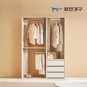 장인가구 올리세 E0 드레스룸 시스템 옷장 세트 1400 A (800 2단행거+600 서랍옷장)