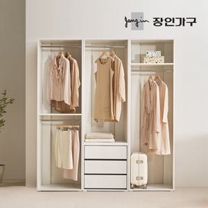 장인가구 올리세 E0 드레스룸 시스템 옷장 세트 1800 A (600 2단행거+긴옷행거+서랍옷장)
