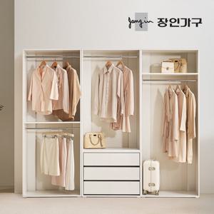 장인가구 올리세 E0 드레스룸 시스템 옷장 세트 2400 A (800 2단행거+긴옷행거+서랍옷장)