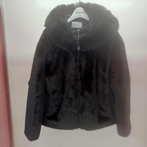 Latium HC06 세미크롭 안감 배색 페이크퍼 후드 집업 밍크 쟈켓형 점퍼 T2554jp02B