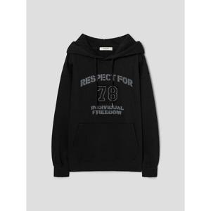 (165Y41CY15) [에잇세컨즈] 아플리케 기모 후드 티셔츠  블랙